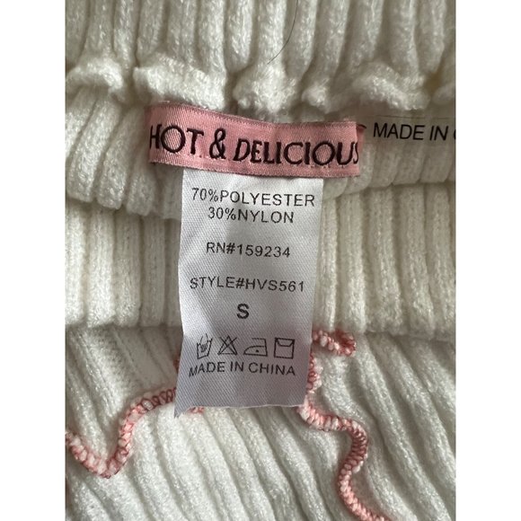 Hot & Delicious 2 Piece Top & Skirt Set Cream w/ Stripe Design - SIze Small - Picture 15 of 15